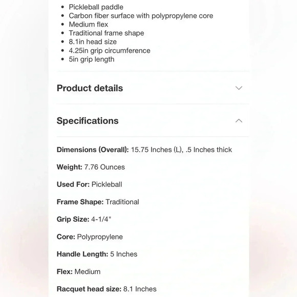 NWT Carbon Stripe Pickleball Paddle
- Embark - Picture 5 of 6